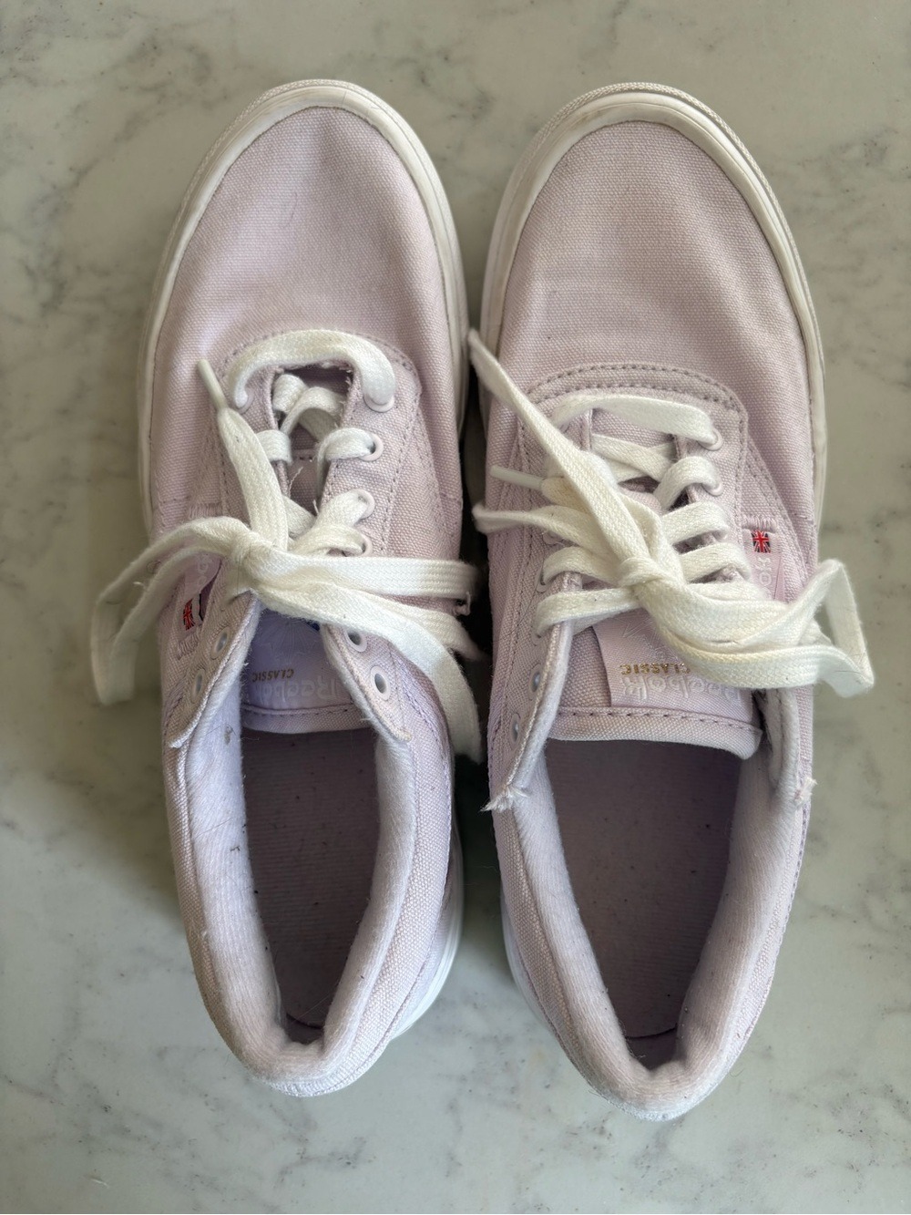 Reebok Low-Top Canvas Sneakers in Light Lavender and White 8